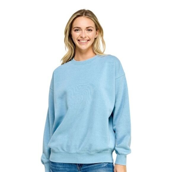 Reflex Burnout Oversized Sweatshirt Light Blue Comfy Loungewear Size Large - Picture 1 of 9